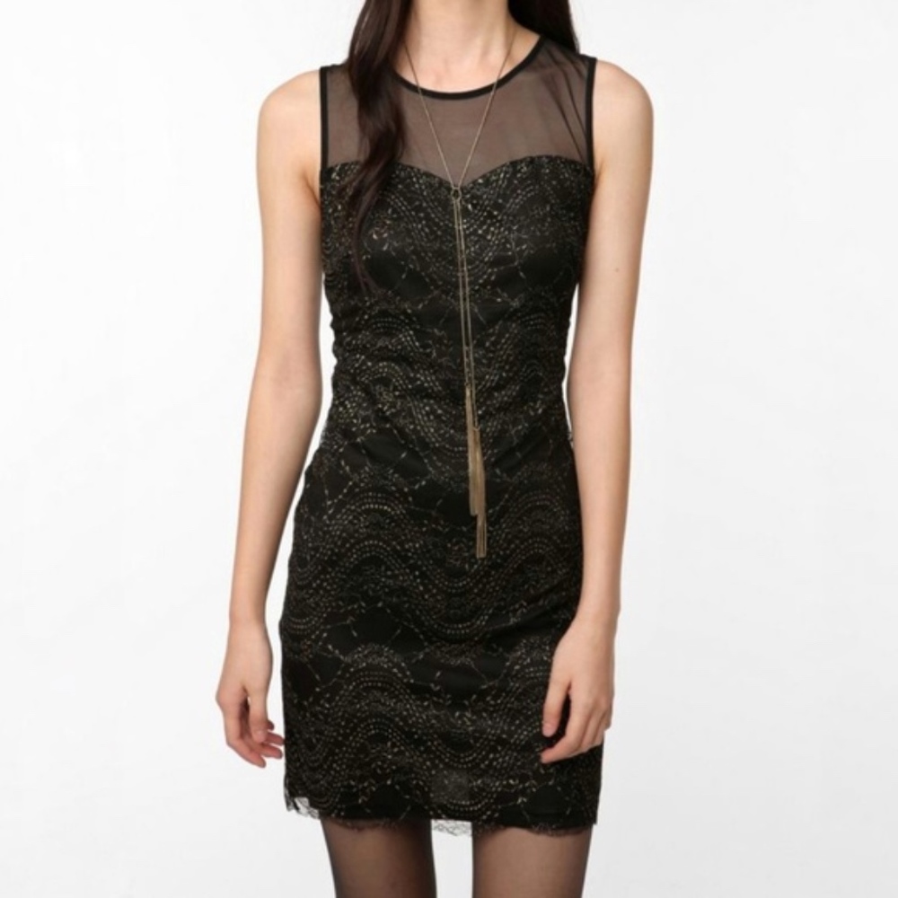 NEW Sparkle & Fade Lace Mesh Sparkly Mini Dress
